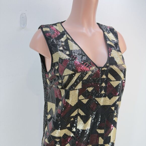 NWT Nicole Miller New York V-Neck Sequin Shift Cocktail Dress Size 8 - Picture 17 of 17